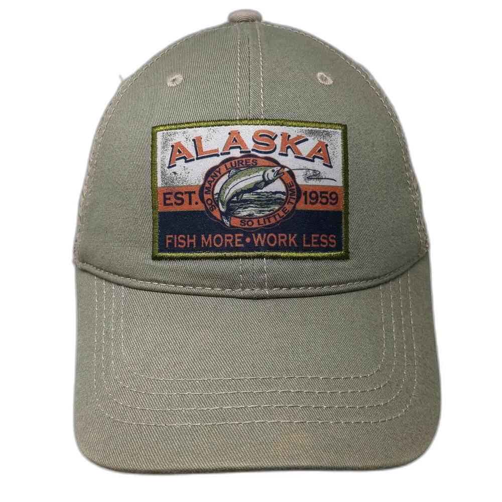 Arctic Circle Baseball Cap Green One Size Alaska Salmon Fish Mesh Strapback Hat